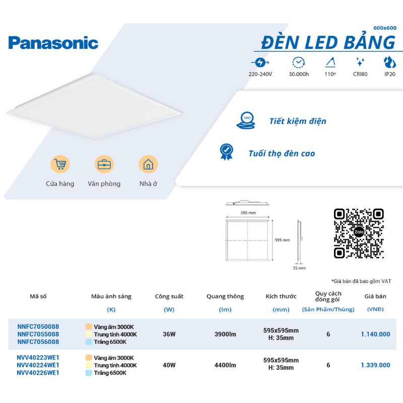 Đèn LED Panel Panasonic 600x600 NNFC7050088 / NNFC7055088 / NNFC7056088